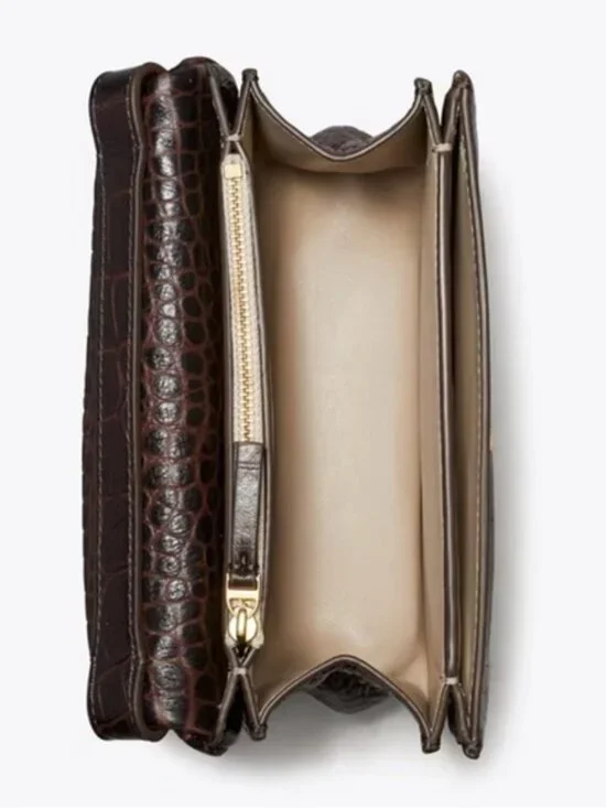 Tory Burch CHARLIE RUNWAY CROC-EMBOSSED SHOULDER BAG - Picture 2 of 3